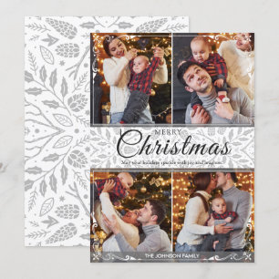 Tarjeta Festiva Sencillo Marco Blanco Elegante 4 Navidades de foto