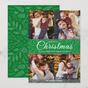 Tarjeta Festiva Sencillo Marco Verde 4 Navidades de fotografía