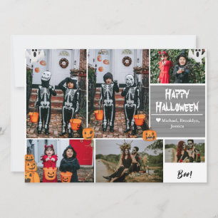 Tarjeta Festiva Sencillo Moderno Feliz Halloween foto collage fami