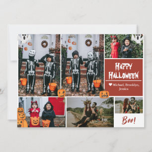 Tarjeta Festiva Sencillo Moderno Feliz Halloween foto collage fami
