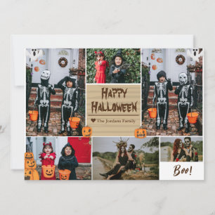 Tarjeta Festiva Sencillo Moderno Feliz Halloween foto collage fami