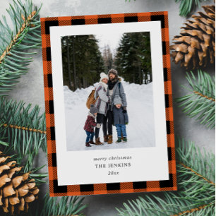 Tarjeta Festiva Sencillo Naranja Negro Pintado 2 Fotos Navidades