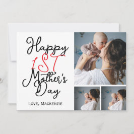 Tarjeta Festiva Sencillo primer collage de tres fotos del día de l