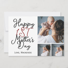 Tarjeta Festiva Sencillo primer Día de la Madre Colaje de tres fot