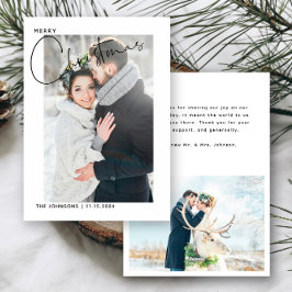 Tarjeta Festiva Sencillo primer Navidades Boda Foto Gracias