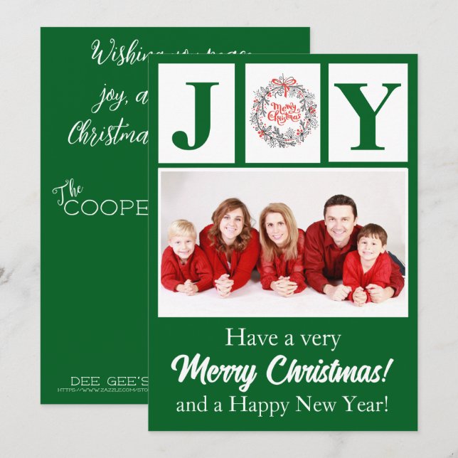 Tarjeta Festiva Sencillo retrato de Navidades de alegría con salud (Anverso / Reverso)