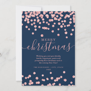 Tarjeta Festiva Sencillo ROSA Navidades de ORO días festivos Purpu