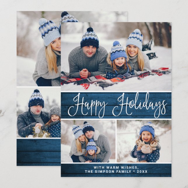 Tarjeta Festiva Sencillo Rústico 6 Navidades FOTOGRÁFICOS Saludand (Anverso / Reverso)