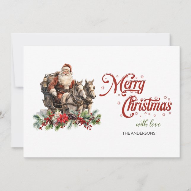 Tarjeta Festiva Sencillo trineo atemporal de Santa (Anverso)
