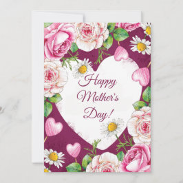Tarjeta Festiva Sencillo y elegante Día de la Madre rosa natural