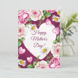 Tarjeta Festiva Sencillo y elegante Día de la Madre rosa natural