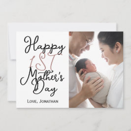 Tarjeta Festiva Sencillo y elegante primer Día de la Madre una fot