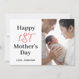 Tarjeta Festiva Sencillo y elegante primer día de la madre una fot