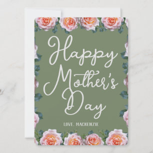 Tarjeta Festiva Sencillo y Elegante Regalo Floral Rosa para el D