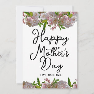 Tarjeta Festiva Sencillo y Elegante Regalo Floral Rosa para el D