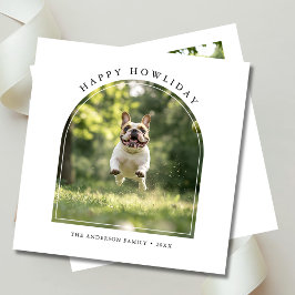 Tarjeta Festiva Sencillo y feliz Navidades de Howlidays Dog Arch P