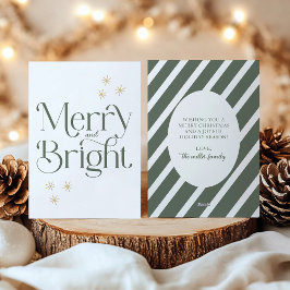 Tarjeta Festiva Sencillo y moderno Sage Green Stripes Merry y Brig