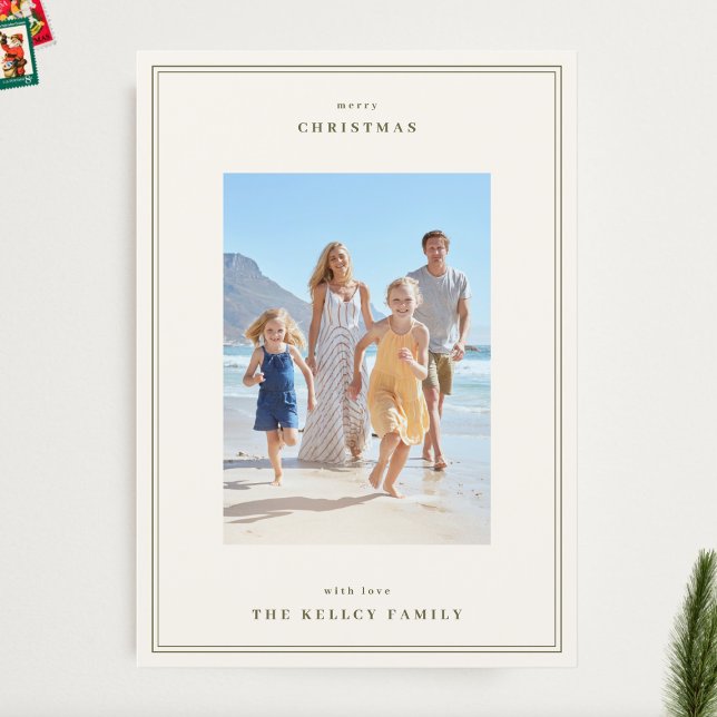 Tarjeta Festiva Sencillos cuadros de Moss Green en Navidades de fo (Subido por el creador)