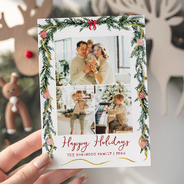 Tarjeta Festiva Sencillos jardines de vegetación Felices Fiestas 3