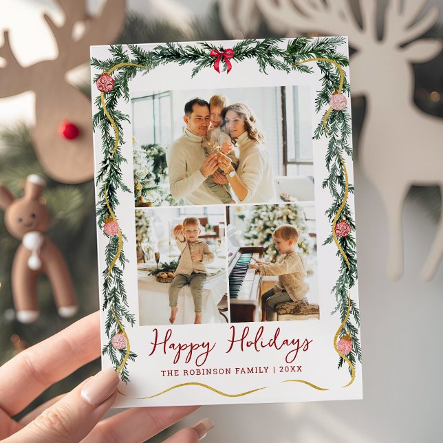 Tarjeta Festiva Sencillos jardines de vegetación Felices Fiestas 3 (Subido por el creador)