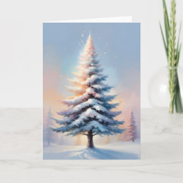 Tarjeta Festiva Sencillos Navidades blancos pintan un árbol en un