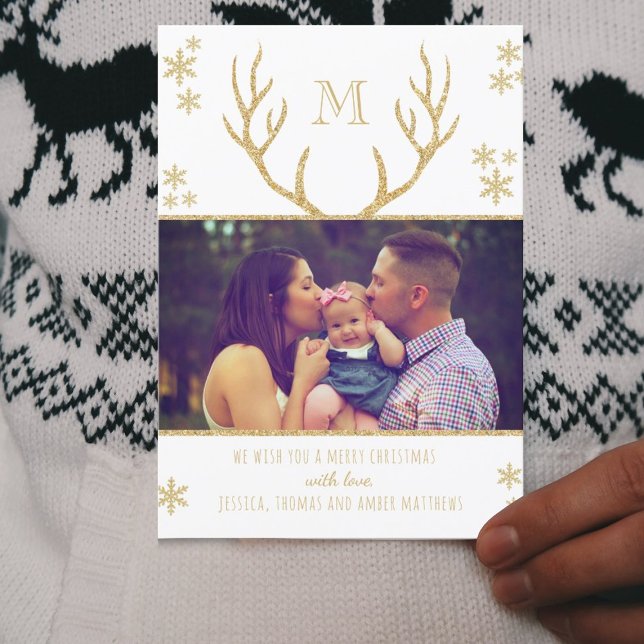 Tarjeta Festiva Sencillos Navidades de copos de nieve blancos y do (Subido por el creador)