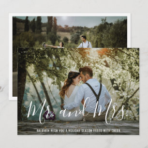 Tarjeta Festiva Sencillos Navidades de fotografía recién casados