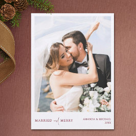 Tarjeta Festiva Sencillos Navidades de fotografía recién casados
