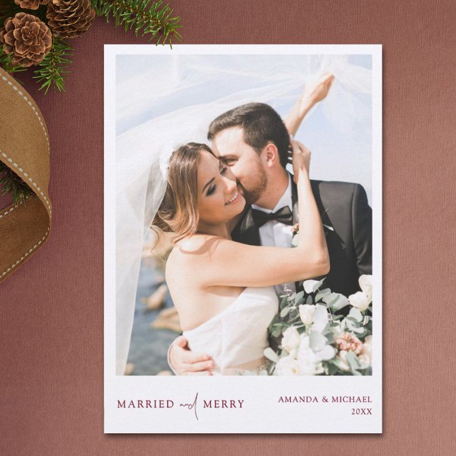 Tarjeta Festiva Sencillos Navidades de fotografía recién casados (Subido por el creador)