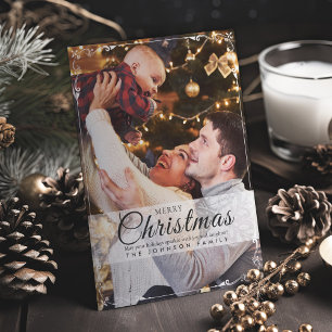 Tarjeta Festiva Sencillos Navidades de fotos de cuadros blancos el