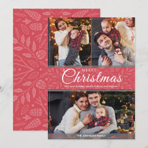 Tarjeta Festiva Sencillos Navidades de fotos del marco rojo 3