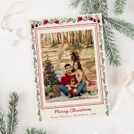 Tarjeta Festiva Sencillos Navidades del Boho Greenery Poinsettia 1