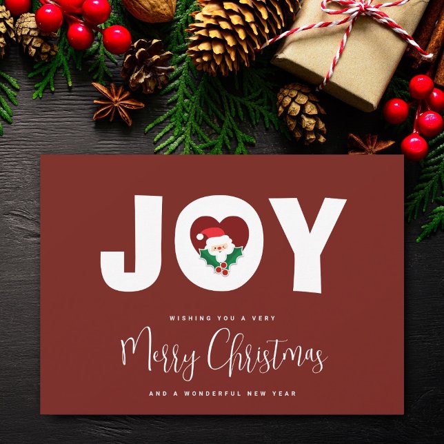 Tarjeta Festiva Sencillos Navidades disfrutan y cutan Santa Holly  (Subido por el creador)