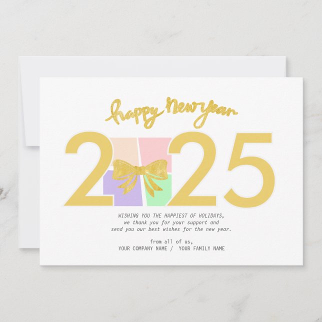 Tarjeta Festiva Sencillos Navidades elegantes Caja de regalo de Añ (Anverso)