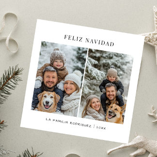 Tarjeta Festiva Sencillos Navidades españoles 2 fotos Feliz Navida