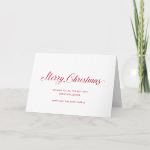 Tarjeta Festiva Sencillos Navidades modernos de escritura roja