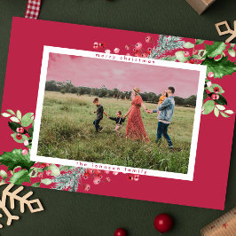 Tarjeta Festiva Sencillos Navidades modernos foto de RED Magenta