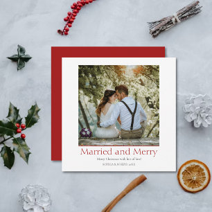 Tarjeta Festiva Sencillos Navidades rojos casados y merry recién c