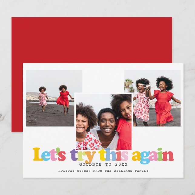 Tarjeta Festiva Sencillos Probemos Este Collage de fotos De Nuevo  (Anverso / Reverso)