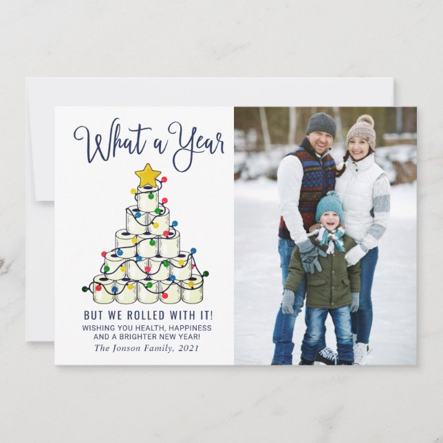 Tarjeta Festiva Sencillos saludos fotográficos de Navidades de qué (Anverso)