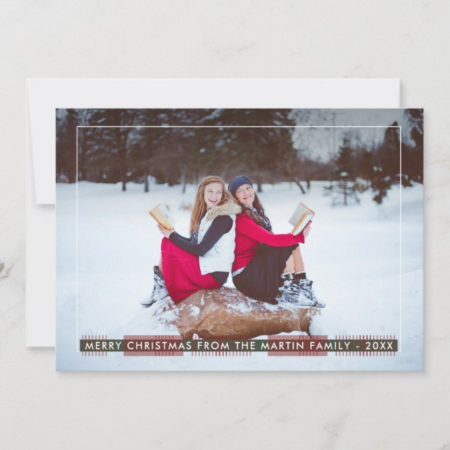 Tarjeta Festiva Sencillos y clásicos Navidades de Country Plaid (Anverso)