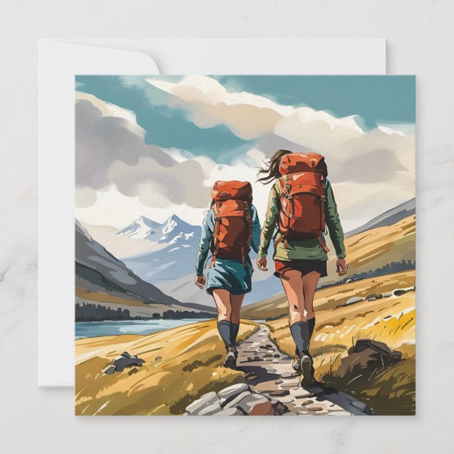 Tarjeta Festiva Senderismo por las tierras altas de Escocia (Anverso)