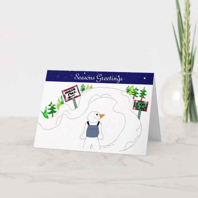 Tarjeta Festiva Senderismo Snowman (Anverso)