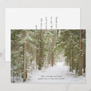 Tarjeta Festiva Sendero Mínimo de Bosque Invernal, Año Nuevo