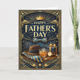 Tarjeta Festiva Señor Elegante Art Deco Día del Padre de Lujo