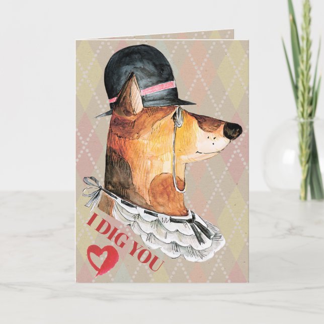 Tarjeta Festiva Señor Perro Adorable Me Gustas (Anverso)