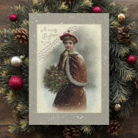 Señora de la Vintage en la Nieve con saludo de Nav