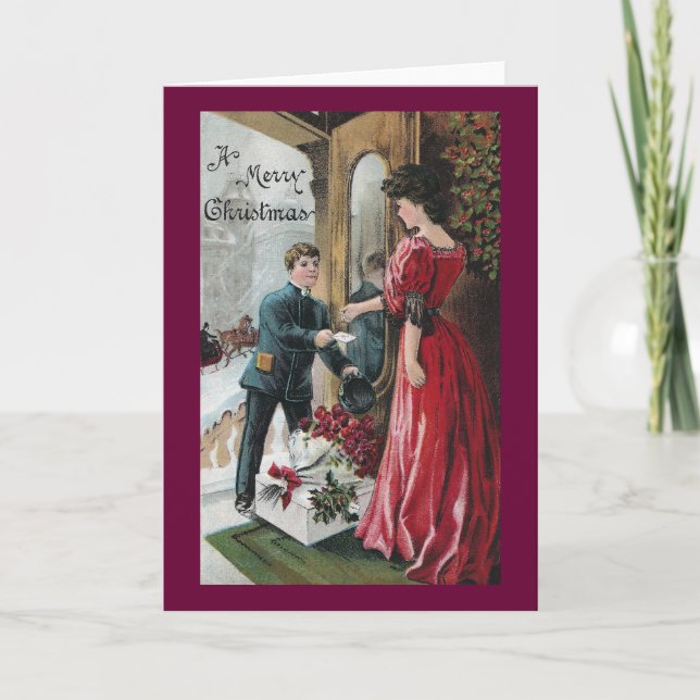 Tarjeta Festiva Señora Receives Christmas Delivery (Anverso)