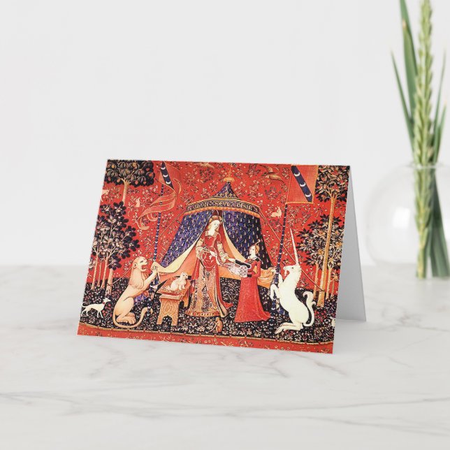Tarjeta Festiva "Señora y el unicornio " (Anverso)