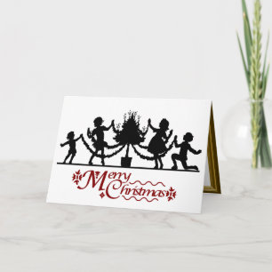 Tarjeta Festiva Sensaciones de silueta, niños y Navidades